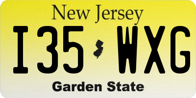 NJ license plate I35WXG