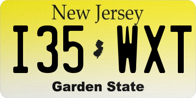 NJ license plate I35WXT