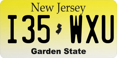 NJ license plate I35WXU