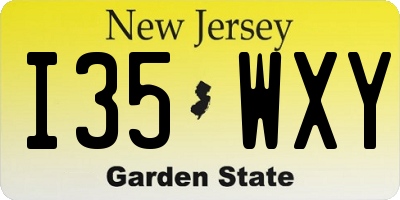 NJ license plate I35WXY