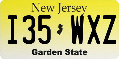 NJ license plate I35WXZ
