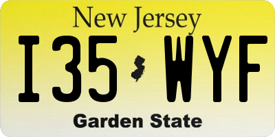 NJ license plate I35WYF