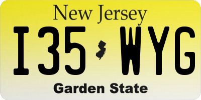 NJ license plate I35WYG