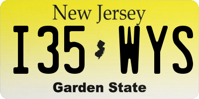 NJ license plate I35WYS