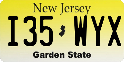 NJ license plate I35WYX