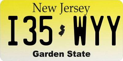 NJ license plate I35WYY