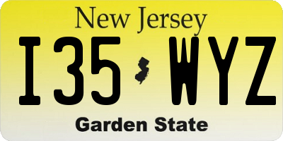 NJ license plate I35WYZ