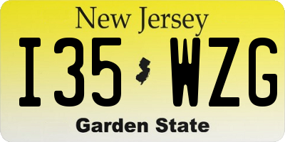 NJ license plate I35WZG