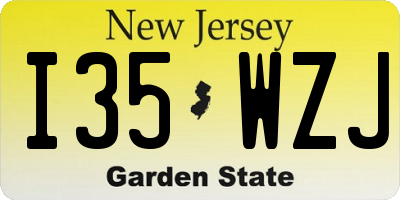 NJ license plate I35WZJ