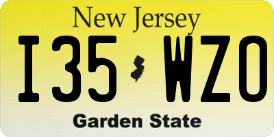 NJ license plate I35WZO