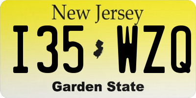 NJ license plate I35WZQ