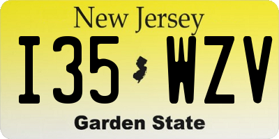 NJ license plate I35WZV