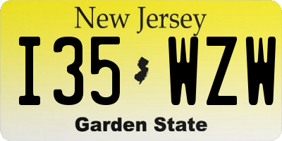 NJ license plate I35WZW