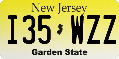 NJ license plate I35WZZ