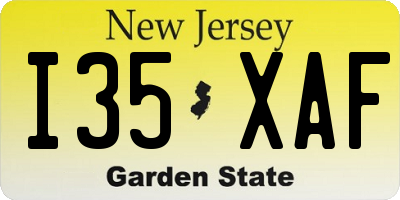 NJ license plate I35XAF