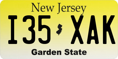 NJ license plate I35XAK