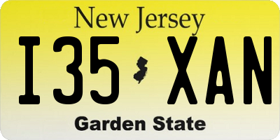 NJ license plate I35XAN