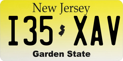 NJ license plate I35XAV