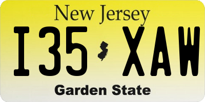 NJ license plate I35XAW