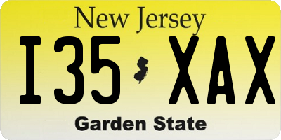 NJ license plate I35XAX