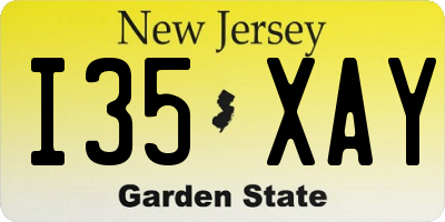 NJ license plate I35XAY