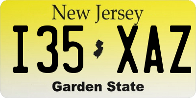 NJ license plate I35XAZ