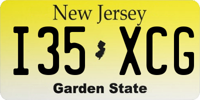 NJ license plate I35XCG