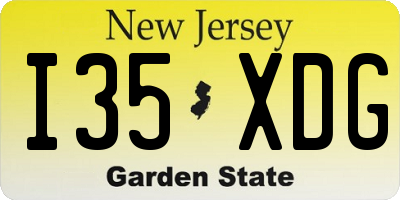 NJ license plate I35XDG