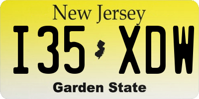 NJ license plate I35XDW