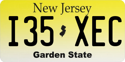 NJ license plate I35XEC
