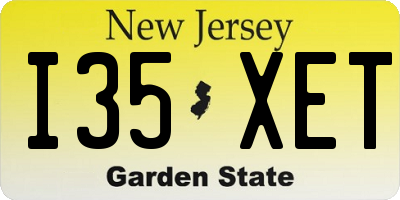 NJ license plate I35XET