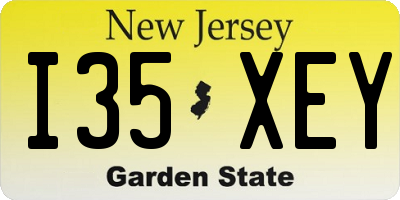NJ license plate I35XEY