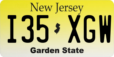NJ license plate I35XGW
