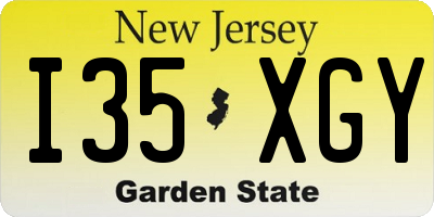NJ license plate I35XGY
