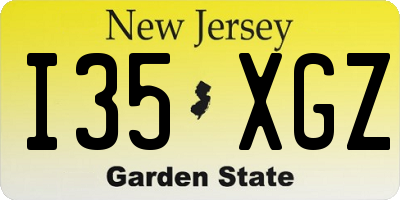 NJ license plate I35XGZ