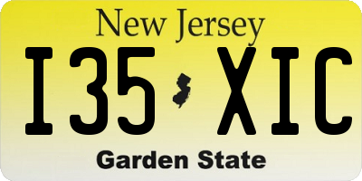 NJ license plate I35XIC