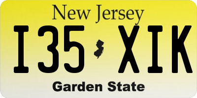 NJ license plate I35XIK