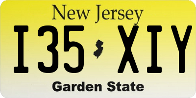 NJ license plate I35XIY