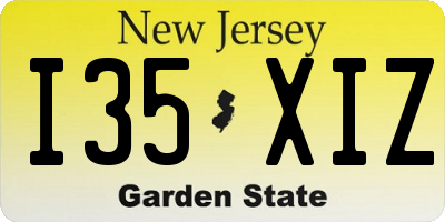 NJ license plate I35XIZ
