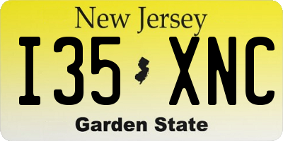 NJ license plate I35XNC