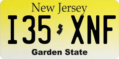 NJ license plate I35XNF