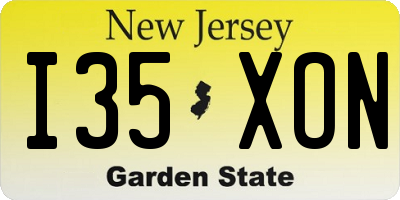 NJ license plate I35XON