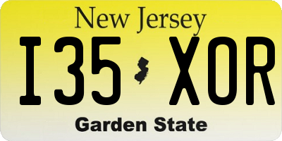 NJ license plate I35XOR
