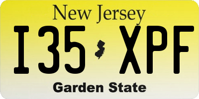 NJ license plate I35XPF