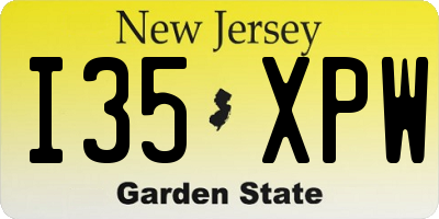 NJ license plate I35XPW