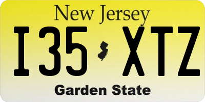 NJ license plate I35XTZ
