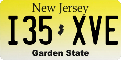 NJ license plate I35XVE