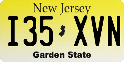 NJ license plate I35XVN