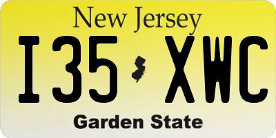 NJ license plate I35XWC