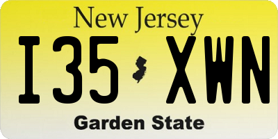 NJ license plate I35XWN